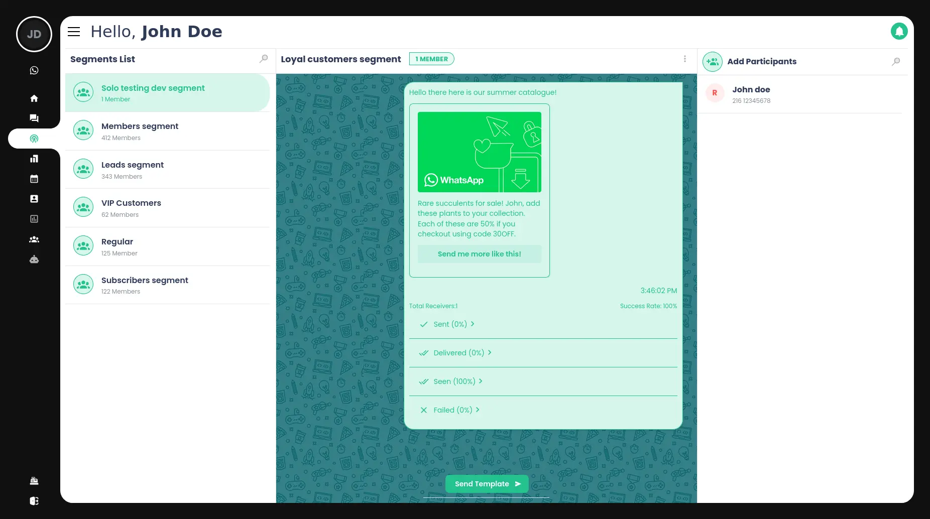 WhatsApp Broadcast Interface